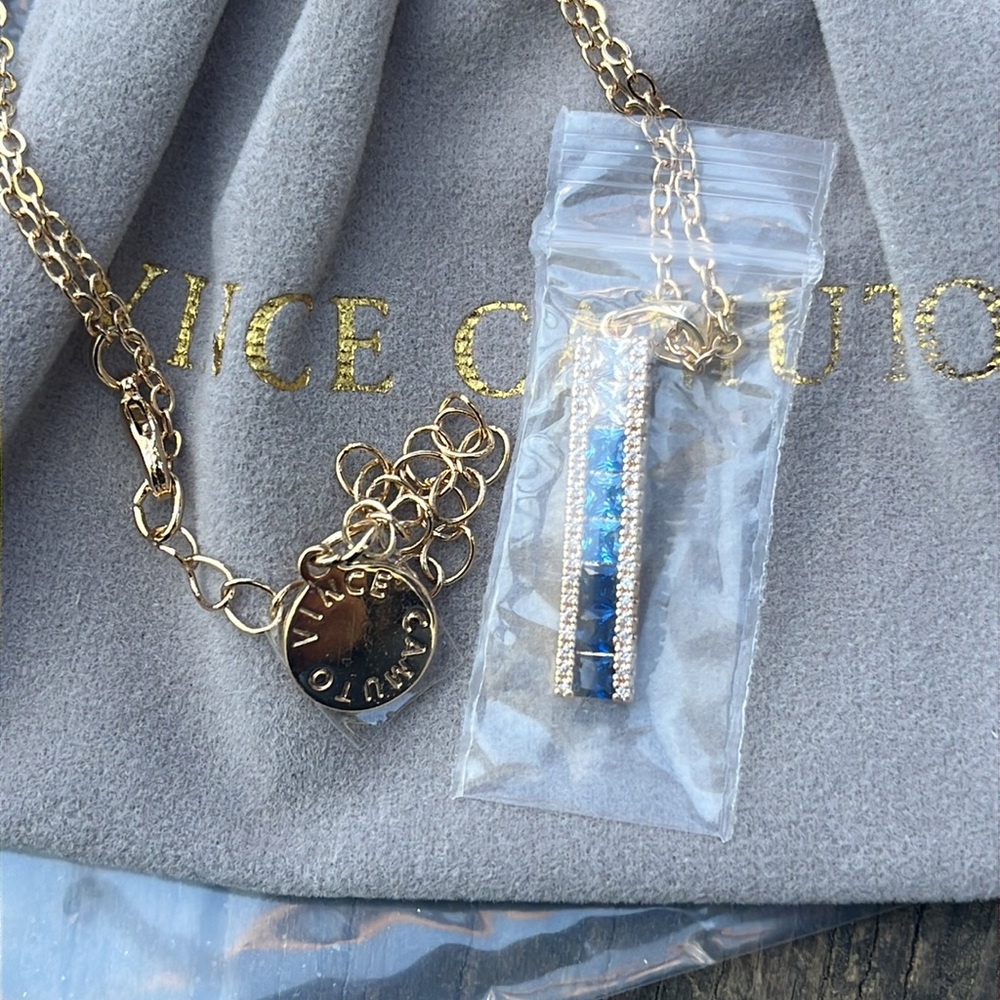 NWT VINCE CAMUTO BLUE OMBRÉ CZ NECKLACE - Picture 8 of 9